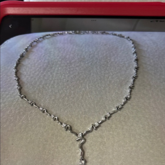 JTV Silver Necklace with Crystal Accents, length is 16” choker l - Picture 8 of 8